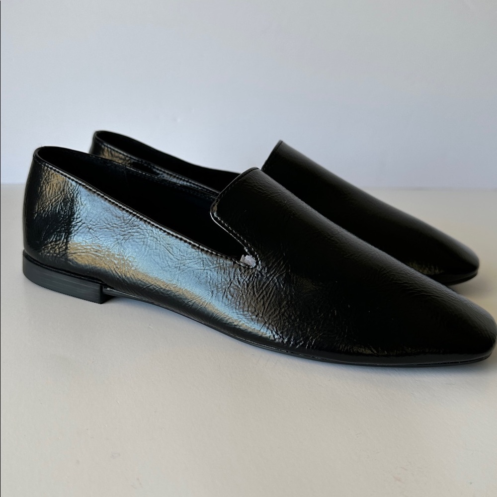 Zara Glossy Women Black Slip-On Loafers Size 6.5